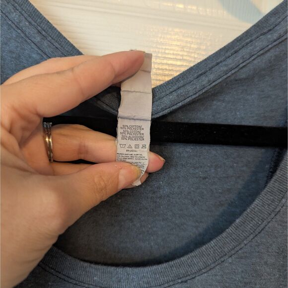 Instant Message “Hike and Be Happy” Tank Top | Women’s Large Blue Heather - Picture 3 of 4